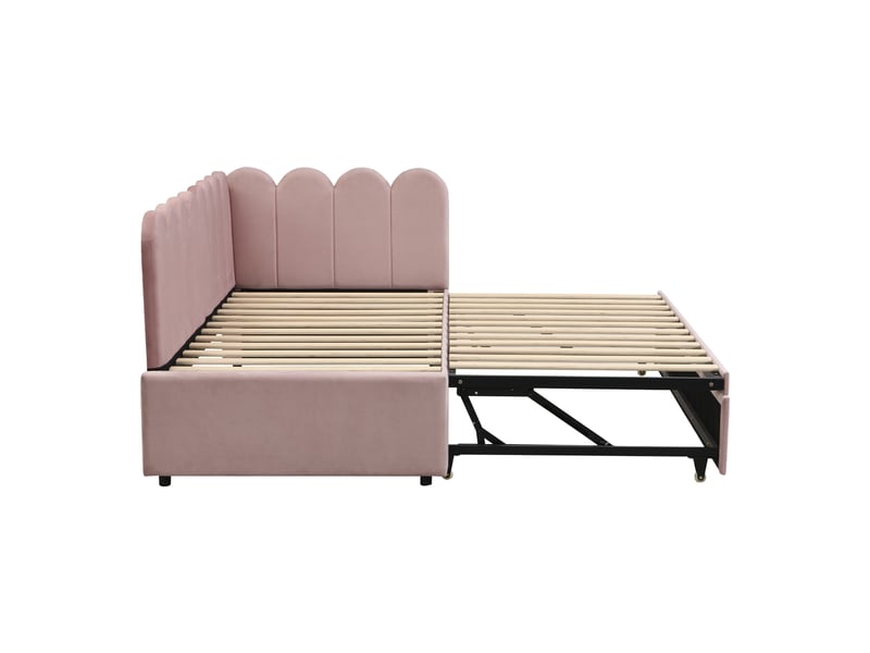  Lit extensible 90180 × 200 cm en velours - rose C-CRAFTLINK - Conforama D