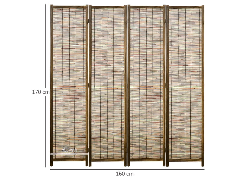  Paravent en bois séparateur de pièce closion de séparation pliable 4 panneaux 160 x 170 cm naturel -  - Conforama C