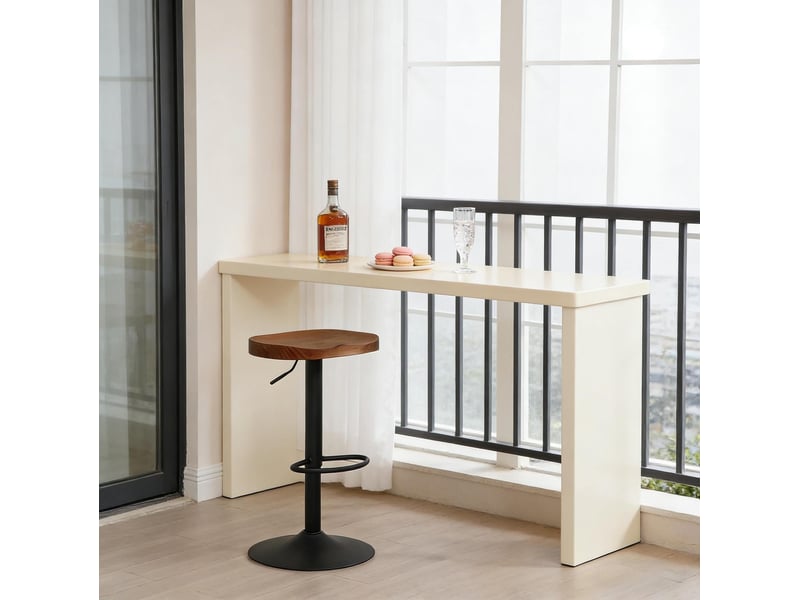  Tabouret de bar 66-90x33x38 cm, pivotant, hauteur réglable, chaise de bar, structure en bois et métal, couleur marron  - Conforama B