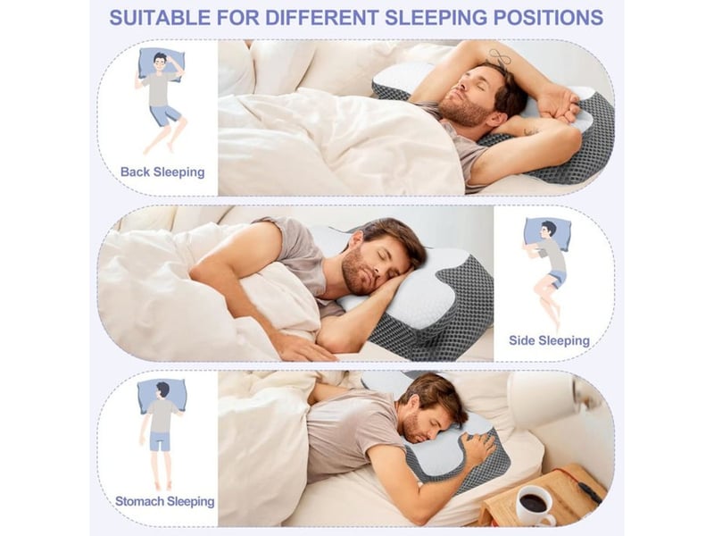  Oreiller cervical ergonomique en mousse a memoire de forme 60x34 cm soutien cannelure 10 13 cm 414350_AAAMF13758_6_DROPFR - Conforama E
