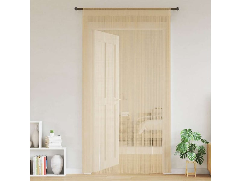  Lot de 2 rideaux en fils, rideau de porte 140 x 250 cm beige cf43841  - Conforama A
