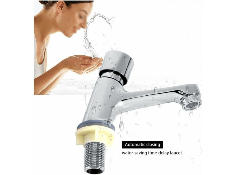  Robinet à fermeture automatique chromé avec économie d'eau, robinet d'évier, robinet de lavabo, cuisine, salle de bain, pub  - Conforama B