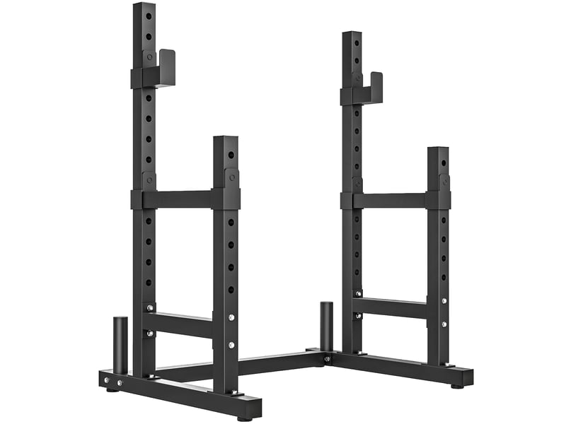  Support à disques de musculation à 2 niveaux, en acier, supportant jusqu'à 500 kg de barres d'haltères, noir  - Conforama A