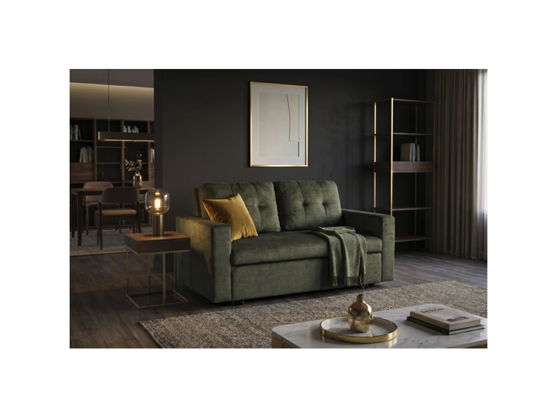 Canapé presto convertible 2 places en velours – vert foncé – 142 x 82 x 86 cm  - Conforama B