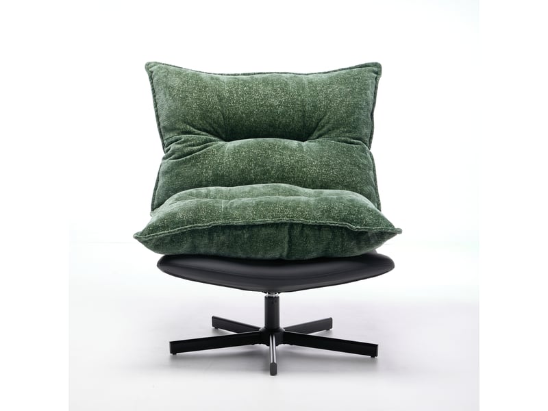  Fauteuil relax pivotant,81 cm,dossier réglable 3 positions,chenille,vert foncé et noir  - Conforama D