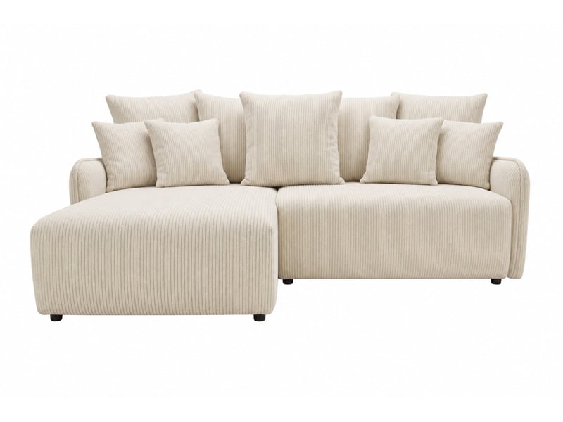  Portofino - canapé d'angle convertible petit velours côtelé 3 places beige  - Conforama A