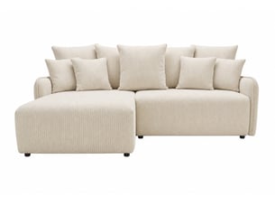 Canapé d'angle réversible convertible CASANOVA  3 places Velours côtelé beige avec coffre de rangement