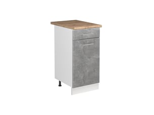 Vicco meuble bas sous-évier, bétonblanc, 40cm plan de travail chêne doré