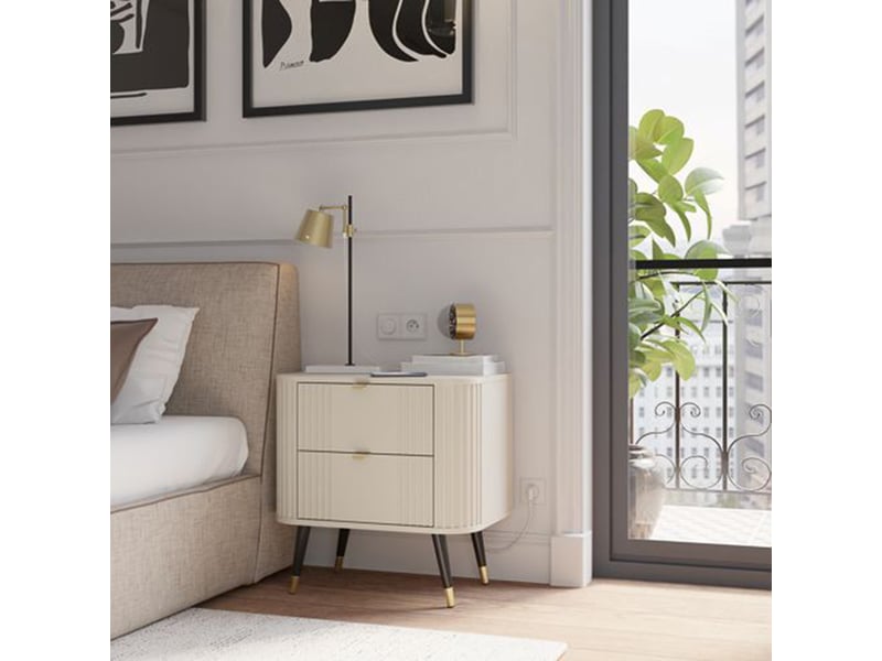 Commode de chevet lelitira, 2 tiroirs, 40x59x60h cm beige cachemire Lelitira - Conforama B