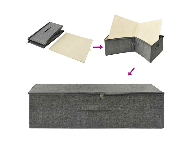  Boîte de rangement tissu 70x40x18 cm anthracite  - Conforama E