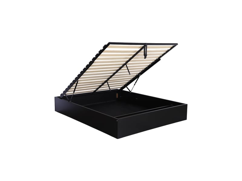  Lit coffre sommier à lattes 160x200cm décor bois noir - lift  - Conforama A