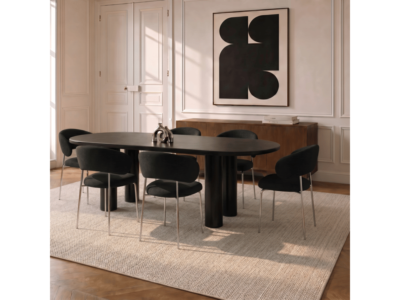  Chaises en tissu tramé toucher doux noir dolce AC22TDN - Conforama D