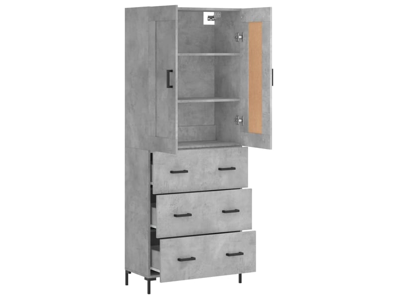  Buffet haut - bahut - meuble de rangement gris béton 69,5x34x180 cm bois d'ingénierie  - Conforama D