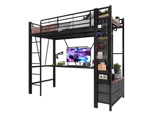 Lit mezzanine 90x200 cm OKWISH coloris noir