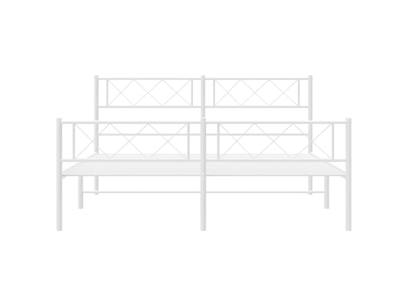  Lit double- lit adulte -  cadre de lit métal sans matelas et pied de lit blanc 135x190 cm  - Conforama D