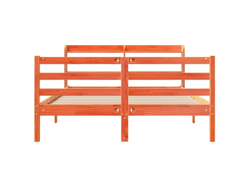  Lit double- lit adulte -  cadre de lit sans matelas  marron 150x200cm bois pin massif  - Conforama C
