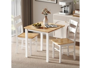 Table de salle à manger pour 2 à 4 personnes avec piétement renforcé, en bois d'hévéa, chêne, 69 × 69 × 75 cm