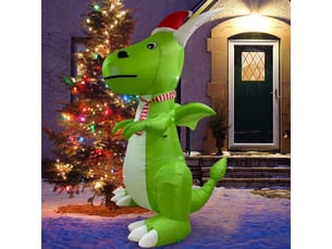 Dinosaure gonflable de noël 2,4 m avec led et bonnet de père noël, décoration extérieure pour jardin