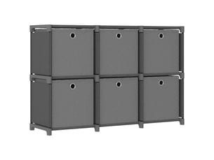 Étagère d'affichage 6 cubes et boîtes gris 103x30x72,5 cm tissu