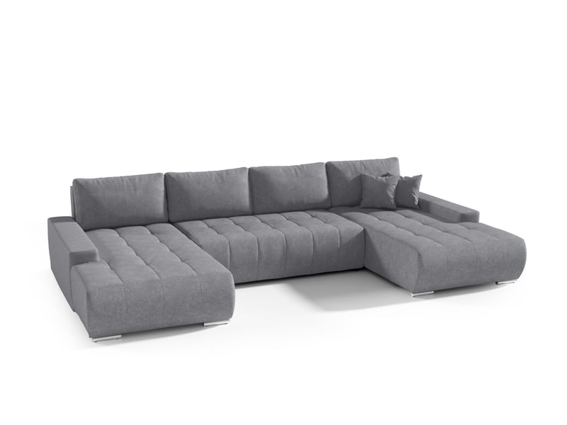 Canapé d'angle convertible velutti u velours aston gris, forme u avec coffre  - Conforama A