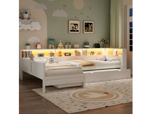 Lit banquette 2x90x200 cm <strong>MODENUIT </strong> <strong></strong> coloris blanc