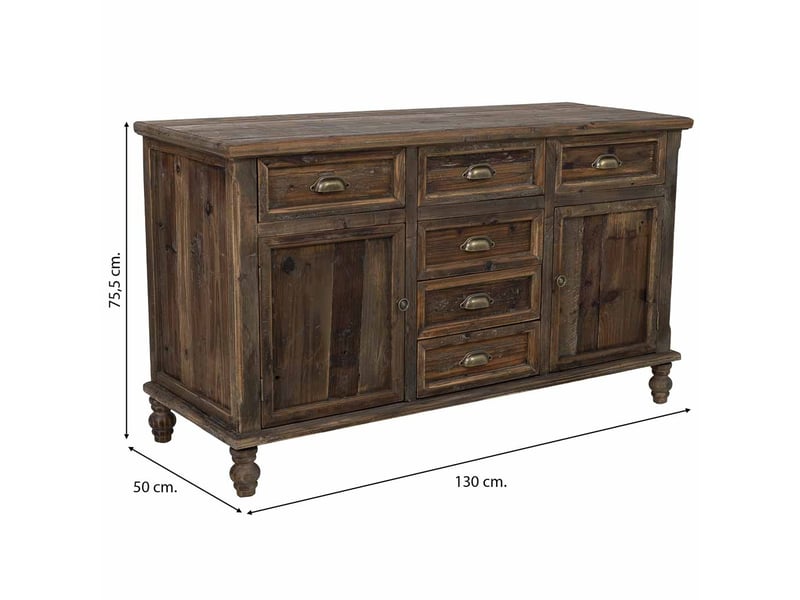 Buffet en bois marron 130x50x75,5 cm h  - Conforama C