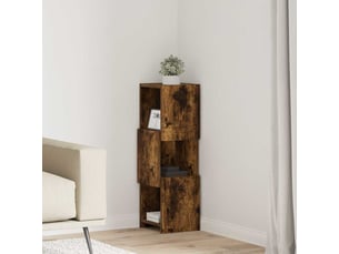 Meuble d'angle, meuble de rangement salon 25,5x25x80cm bois d'ingénierie chêne fumé