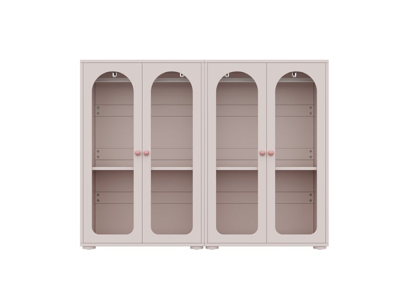 Armoire enfant double porte 2 pièces 80 x 50 x 120 cm - comprend une tringle et des étagères - panneaux de fibres de moyenne densité - rose - Conforama A