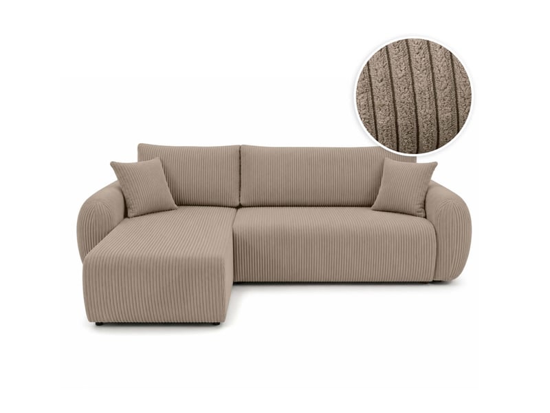  Alya - canapé d'angle convertible et réversible 3 places en velours côtelé  - Conforama A