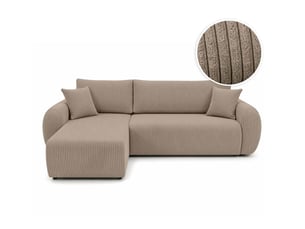 Canapé d'angle réversible convertible LOUNGITUDE ALYA 3 places Velours côtelé Taupe