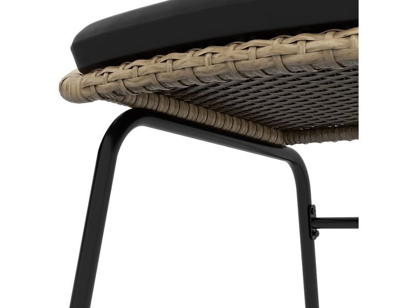  Salon de jardin 3 pièces en rotin jaune, 2 fauteuils avec coussins et table ronde à plateau en acier  - Conforama D