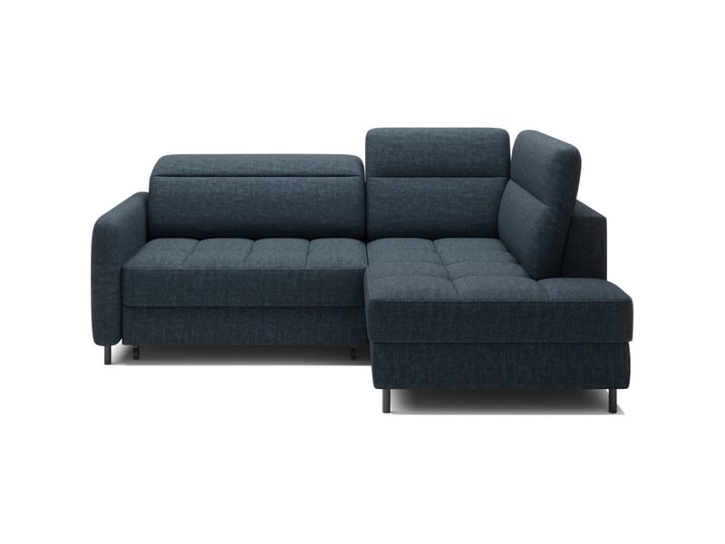  Canapé d'angle droit convertible barnea 208 cm bleu foncé avec rangement  - Conforama A