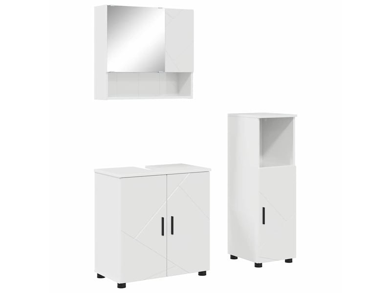 Ensemble de mobilier de salle de bain 3 pc blanc brillant cf64247 - Conforama A