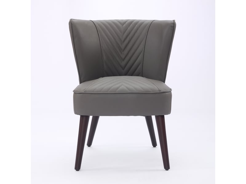  Fauteuil moderne en cuir - cuir pleine fleur - gris - sans accoudoirs - pied en bois de caoutchouc massif 56x62x72cm - Conforama B