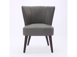 Fauteuil moderne en cuir - cuir pleine fleur - gris - sans accoudoirs - pied en bois de caoutchouc massif