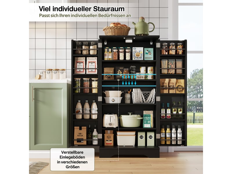  Armoire de cuisine noire, meuble de rangement avec led et 2 portes, 120x60cm (sans matelas).  - Conforama E