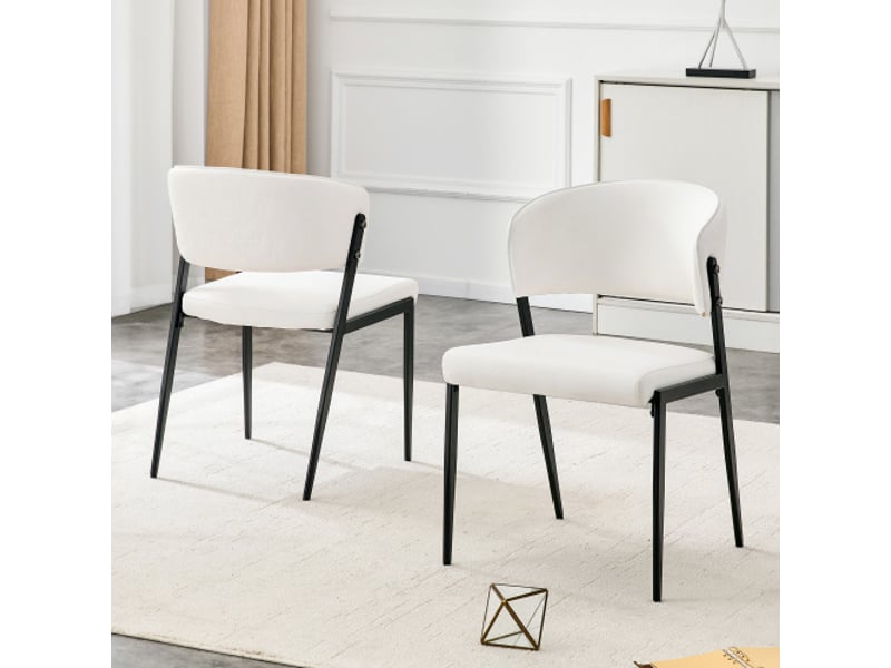  Chaises de salle à manger modernes – set de 2 chaises, piètement métal, sièges et dossier rembourrés, stabilité garantie  - Conforama B
