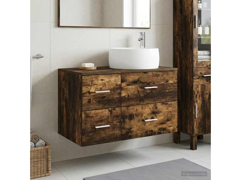 Ensemble de mobilier de salle de bain 2 pc chêne fumé cf64081 - Conforama B