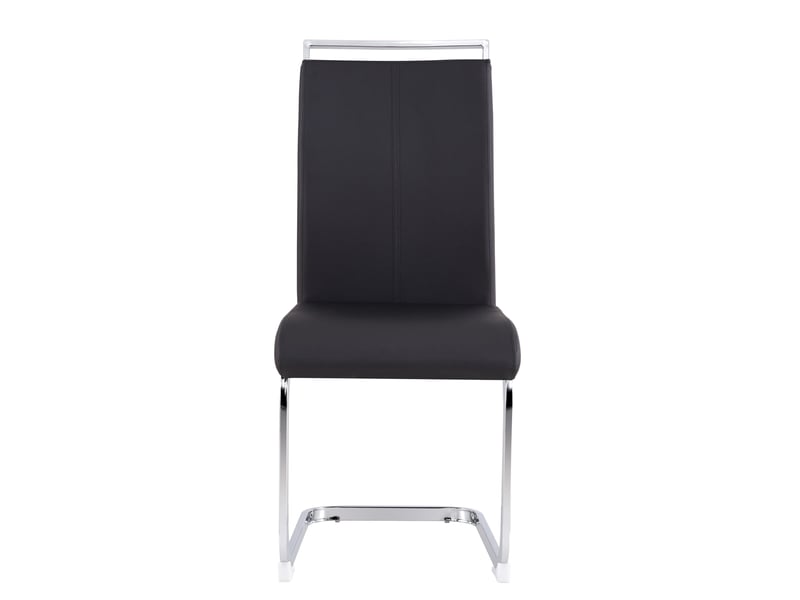  Lot de 4 chaises cantilever,42x54x100 cm, charge 120 kg, simili cuir, noir structure chromée  - Conforama A