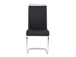 Lot de 4 chaises cantilever,42x54x100 cm, charge 120 kg, simili cuir, noir structure chromée