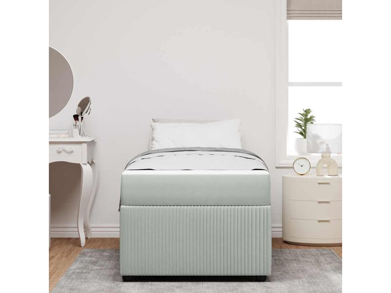  Lit simple- lit adulte -  cadre de lit gris clair 90 x 200 cm tissu  - Conforama B