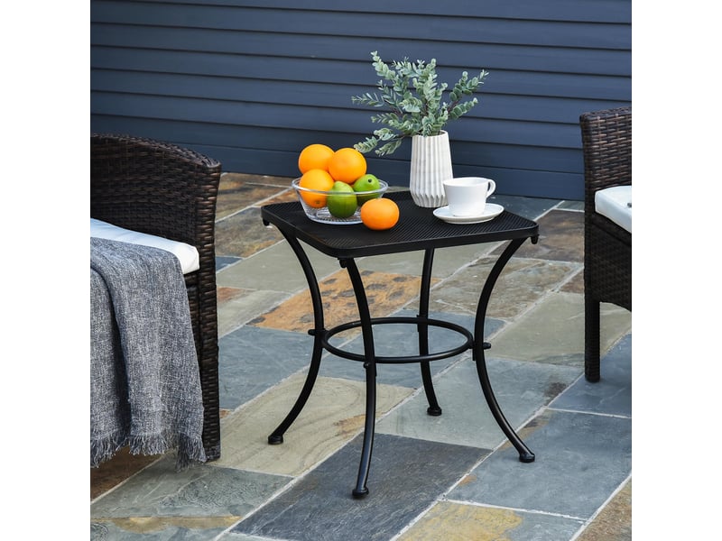 Table appoint jardin 45x45x50 cm, rectangulaire, intempéries, maille, balcon, métal, camping, salonbureau, noire. - Conforama D