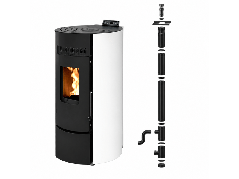 Pack poêle à granulés étanche leandro 9 kw + kit vertical - blanc - Conforama A
