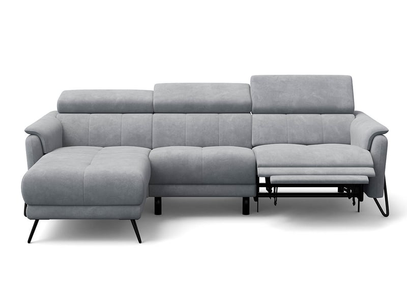  Canapé d'angle 4 places roden avec relax, tissu velours gris clair RODEN - Conforama C
