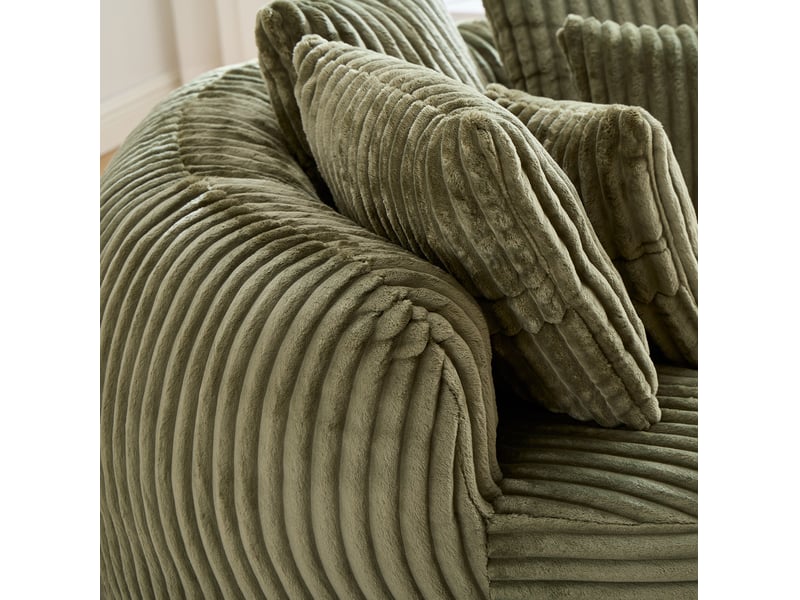  Fauteuil convertible rond modenvie en chenille vert émeraude avec repose-pieds 168 x 123 x 63 cm  - Conforama E