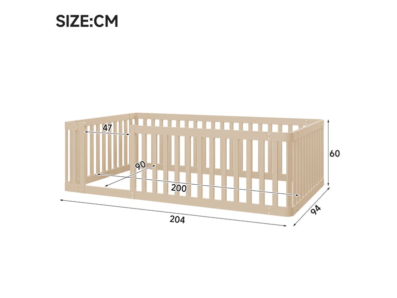Lit enfant 90x200 avec barrières en bois de pin crème evryae - Conforama E