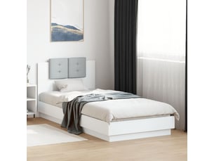 Lit adulte, lit simple, cadre de lit sans matelas blanc 100x200cm cf11158
