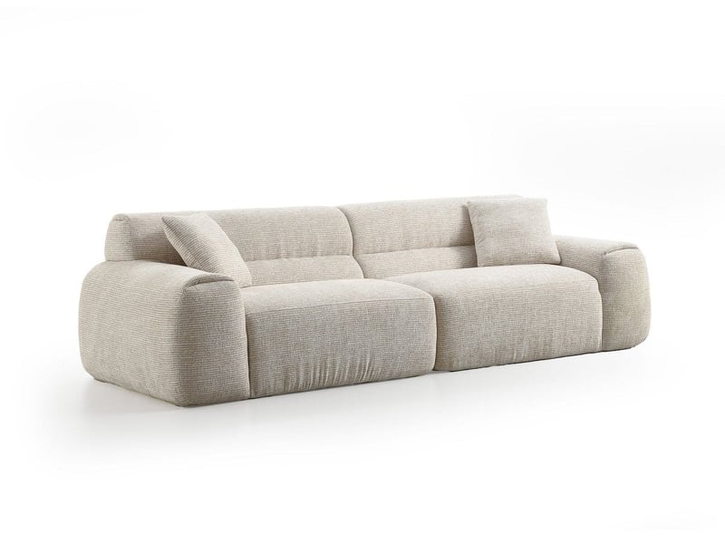  Canapé droit 3 places en velours texturé beige taylor S412-3P-BEI - Conforama D