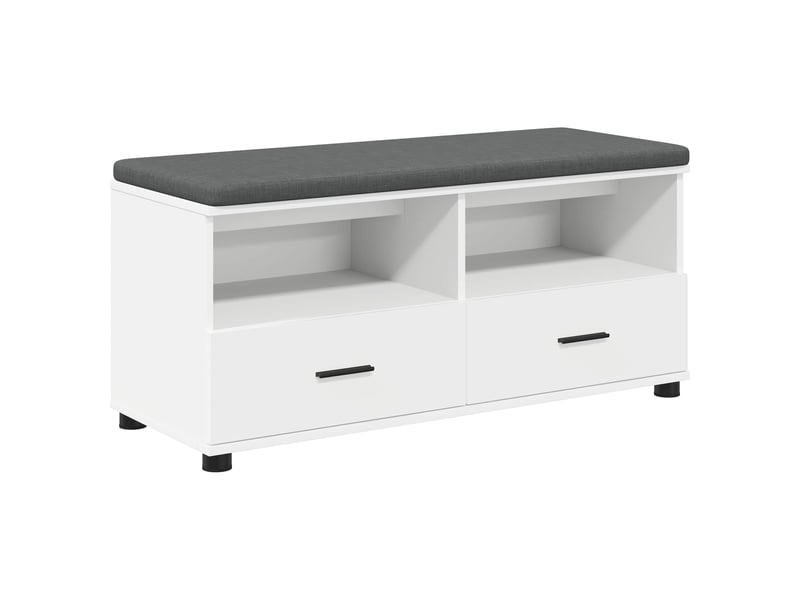 Banc d'entrée, banc interieur blanc 100x38x46 cm bois ingénierie et tissu shl90858 - Conforama A