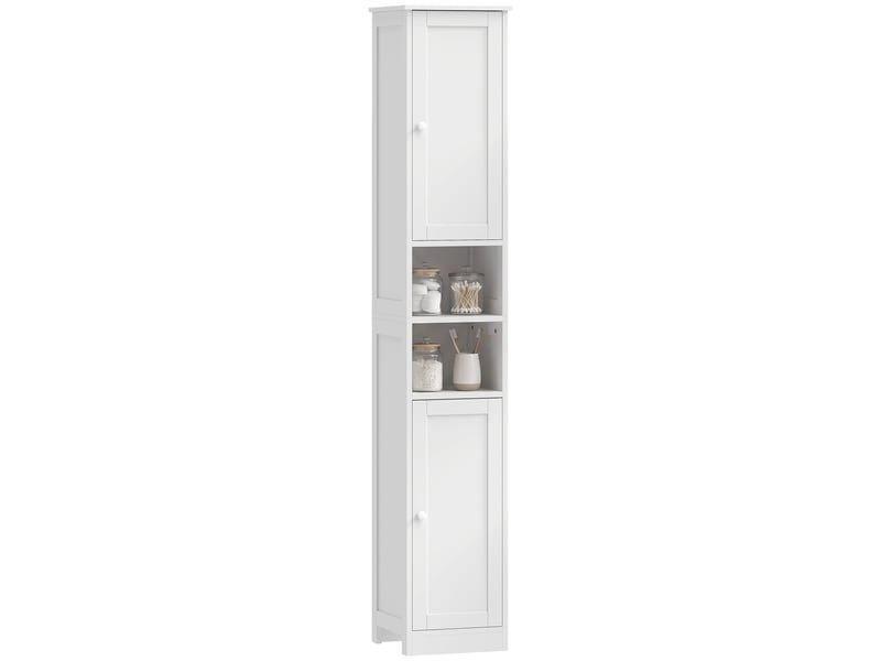 Colonne salle de bain 2 portes 2 étagères 2 niches blanc - Conforama E